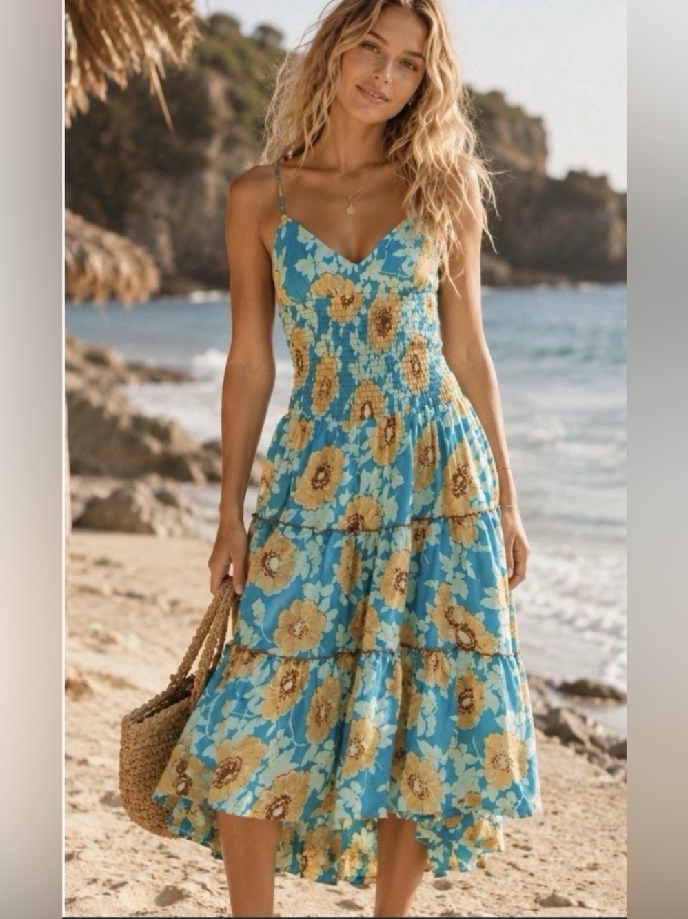 Free people Adriel Tie Strap Tiered Midi Dress
NWT Size M